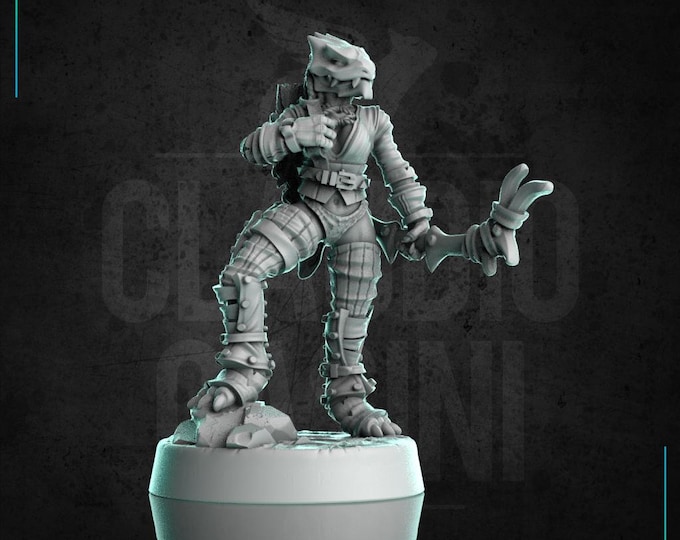 Dragonborn Female Ranger - 28mm or 32mm - Claudio Casini Art  - Dungeons and Dragons, Pathfinder! 0236
