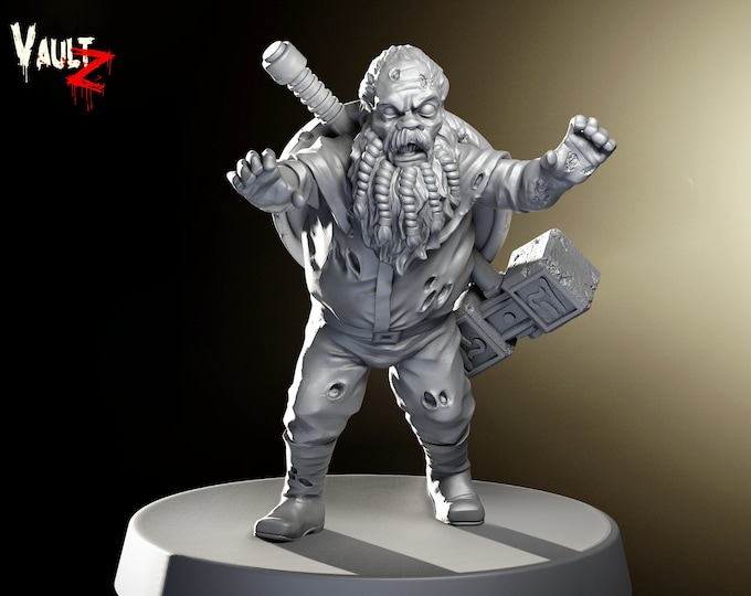 Dwarf RPG Zombie - 32mm - VaultZ - For games like Zombicide, This Is Not A Test, County Road Z