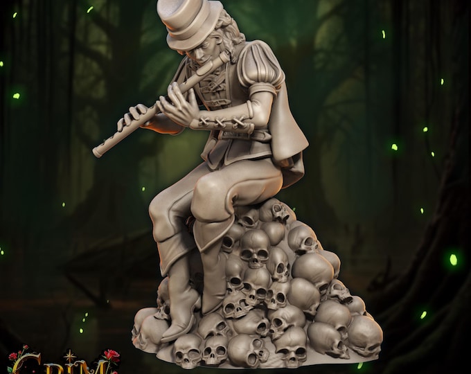 Graveyard Bard with flute, Mordecai Gravesend - 28/32/35mm - Great Grimoire - Dungeons and Dragons - Pathfinder - Grimoire Tales