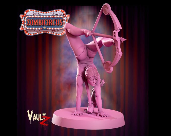 Charlotte survivor trickshot with a bow - 32mm - VaultZ - Zombie Circus - For games like Zombicide, This Is Not A Test, County Road Z