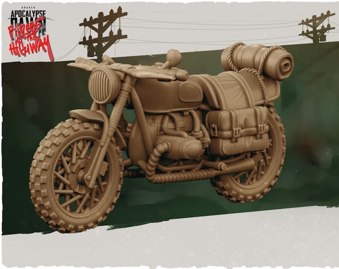 Motorcycle 2 - 32mm Scale - Kraken Studios Riders of the Highway - Great for Fallout Wasteland Warfare, Zombicide and This Is Not A Test!