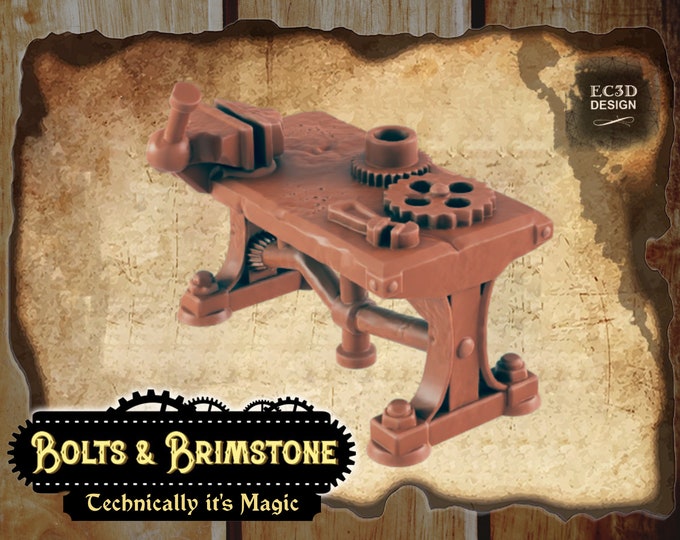 Workshop Gear Table - True 28/32mm  Scale - EC3D Design - Bolts and Brimstone - Get your steampunk on!
