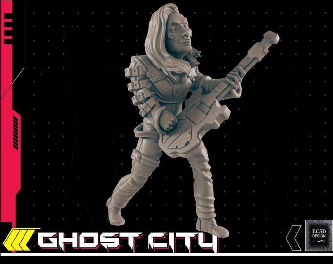 Rocker with space...guitar? - Cyberpunk/Sci-Fi  - 28mm or 32mm - Ghost City