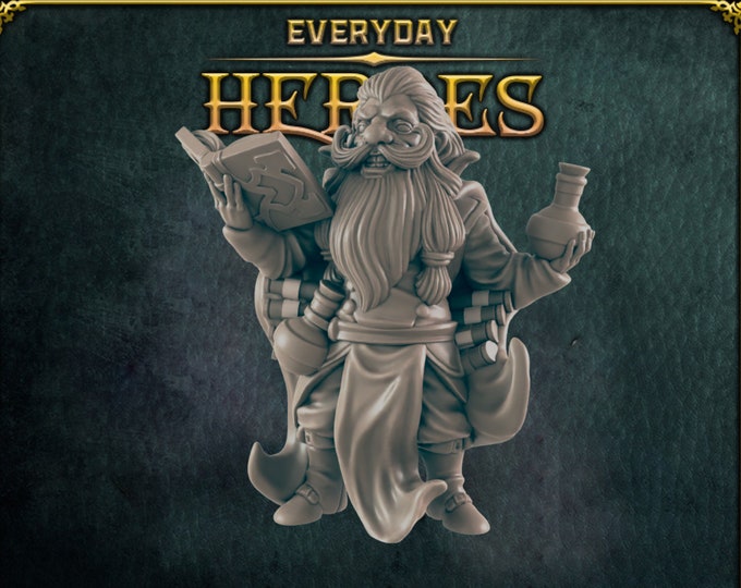 Male Dwarf Sorcerer- 28/32mm - Everyday Heroes - Great for beginning painters or kids!