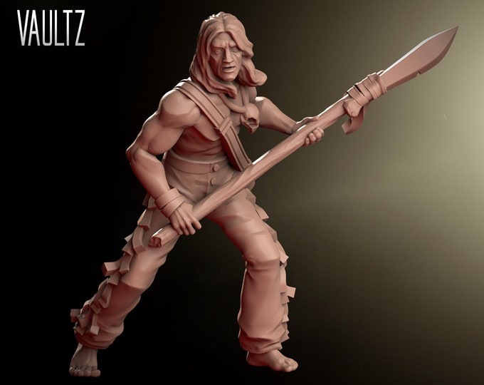 Rural Survivor with Spear - 32mm - VaultZ - For games like Zombicide, This Is Not A Test, County Road Z