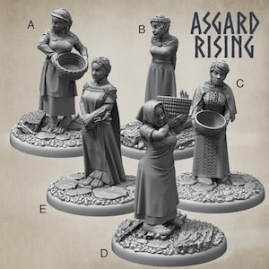 Female Villagers - 28mm or 32mm - Asgard Rising - Dungeons And Dragons - Pathfinder
