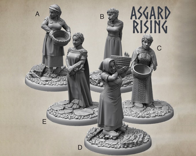 Female Villagers - 28mm or 32mm - Asgard Rising - Dungeons And Dragons - Pathfinder