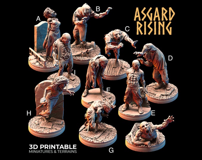 Zombies - Norse Theme - 32mm - Asgard Rising - Perfect Halloween addition to any tabletop!