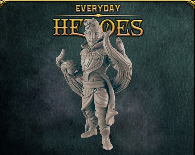 Half Elf Male Warlock - 28/32mm - Everyday Heroes - Great for beginning painters or kids!