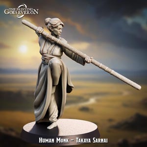 Asian Female Monk with Staff - 28/32mm - The Printing Goes Ever On - Dungeons and Dragons - Pathfinder - Fantasy
