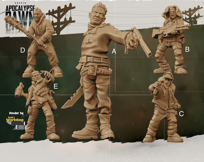 Street Gang - 32mm Scale - Kraken - Apocalypse Dawn - Great for Fallout Wasland Warfare, Fallout RPG, Zombicide and This Is Not A Test!