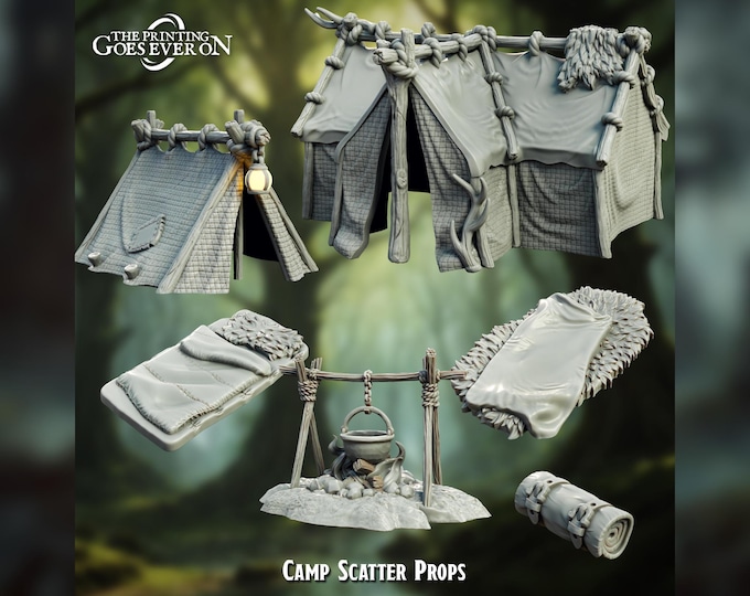 Fantasy Camp Set- 28mm - The Printing Goes Ever On - Dungeons and Dragons - Pathfinder - Fantasy