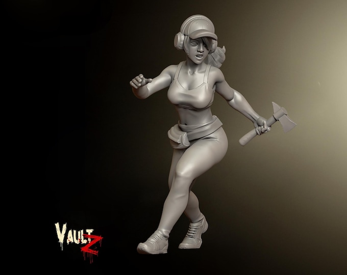 Avery Gym Survivor with hatchet - 28/32mm - VaultZ - For games like Zombicide, This Is Not A Test, County Road Z