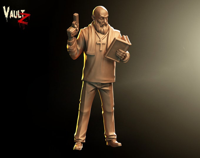 Survivor Priest (or cult leader!) - 32mm - VaultZ - For games like Zombicide, This Is Not A Test, County Road Z