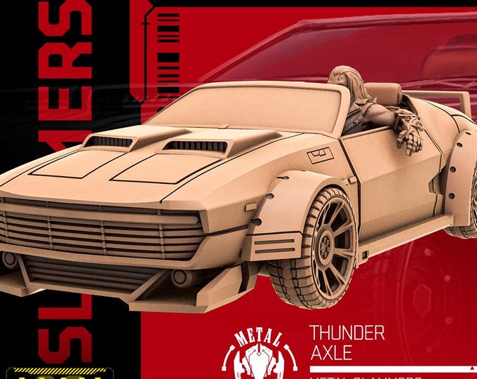 Thunder Axle Hot Rod Car (with or without driver) - 28/32mm - Unit9 - Cyberpunk/science Fiction/Futuristic/Cybernetics miniatures