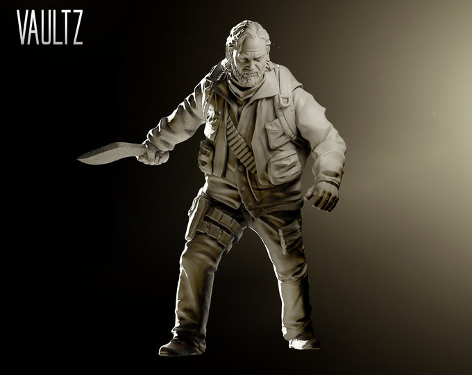 Survivor Bill with Blade - 32mm - VaultZ - For games like Zombicide, This Is Not A Test, County Road Z