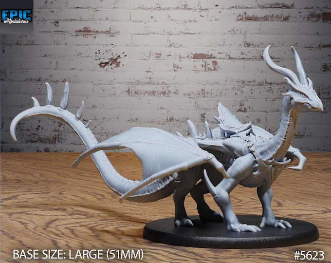 Young Emerald Dragon (Mount and Wild) - 28mm or 32mm - Witch Forest - Epic Miniatures