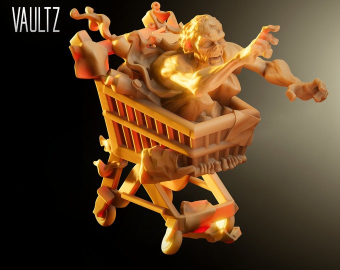 Zombie Shopping Cart - 32mm - VaultZ - For games like Zombicide, This Is Not A Test, County Road Z