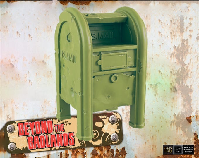 Wasteland Mailbox - Post-Apocalyptic - 28mm or 32mm - EC3D Designs - Fallout Roleplaying Game - This Is Not A Test!