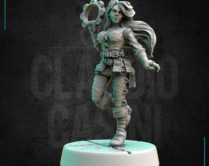 Female Bard - Human, Tiefling, or Elf, No Base - 28mm or 32mm Scale - Claudio Casini Art - 0326