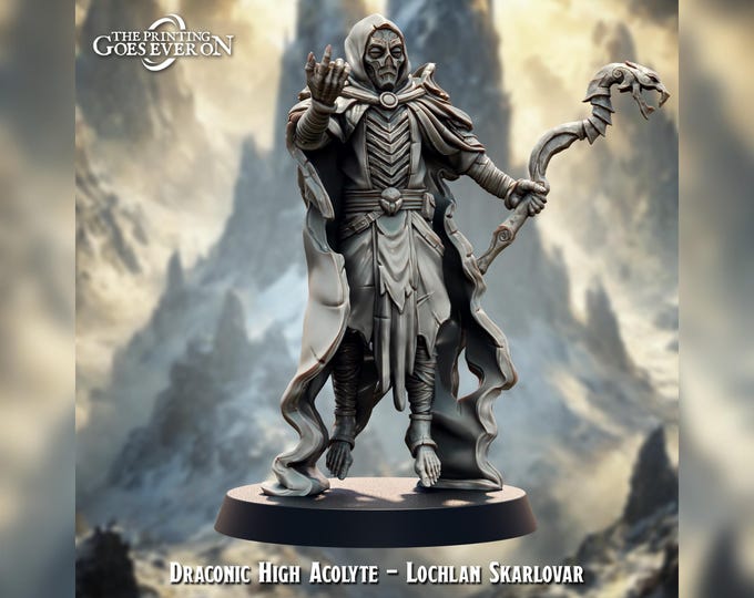 Draconic High Acolyte Lachlan Skarlover  - 28mm - The Printing Goes Ever On - Dungeons and Dragons - Pathfinder - Fantasy