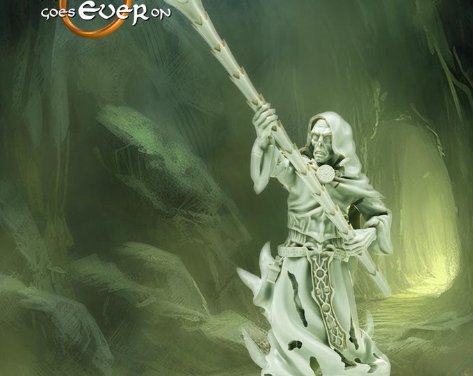 Undead Ghost Mage with staff- 28/32mm - The Printing Goes Ever On - Dungeons and Dragons - Pathfinder - Fantasy