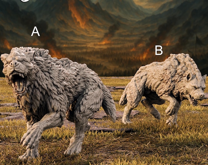 Fellwarg Beasts (Fits 50mm base) - 28/32mm - The Printing Goes Ever On - Dungeons and Dragons - Pathfinder - Fits 50mm Base