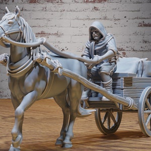 Villager Wagon with Driver - 28mm Scale - Epic Miniatures - Festival Village