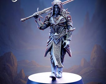 Drow Warrior - 28/32mm - The Printing Goes Ever On - Dungeons and Dragons - Pathfinder