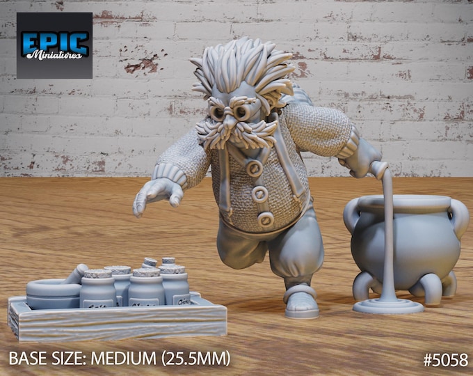 Halfling Villager Alchemist - True 28mm Scale - Epic Miniatures - Halfling Meadows