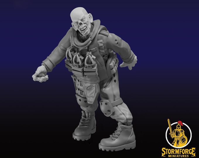 Irradiated Soldier Zombie 01 - 28 or 32mm - Stormfront Miniatures- Tales From The Radiation Zone - Postapocalypse Survivor
