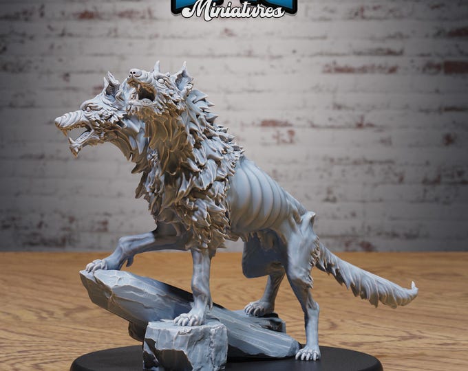 Summoned Two Headed Death Dog - 28/32mm Scale - Epic Miniatures - Devil Empire - Dungeons and Dragons - Pathfinder