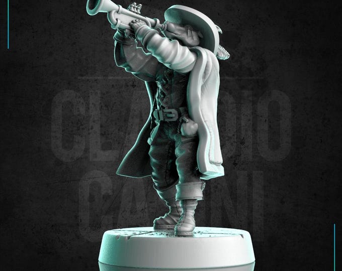 Dogfolk Bard with Trumpet - 28mm or 32mm - Claudio Casini Art  - Dungeons and Dragons, Pathfinder! 0302
