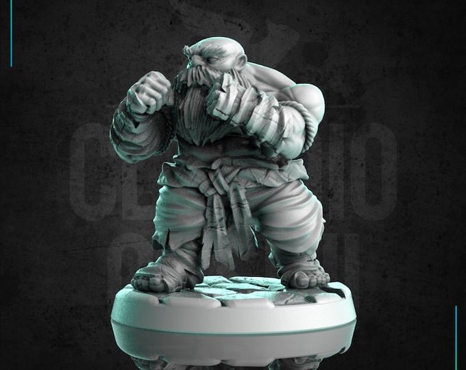 Male Dwarf Monk Kickboxer - 28mm or 32mm - Claudio Casini Art  - Dungeons and Dragons, Pathfinder! 0233