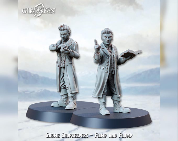Gnome Shopkeepers (Flimp and Flump) - 28mm - The Printing Goes Ever On - Dungeons and Dragons - Pathfinder - Fantasy