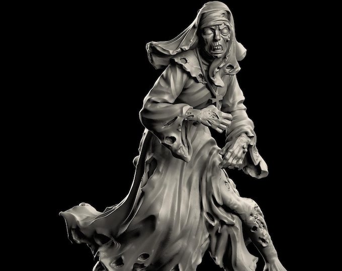 Church Plague Nun Zombie 1 - 32mm - VaultZ - For games like Zombicide, This Is Not A Test, County Road Z