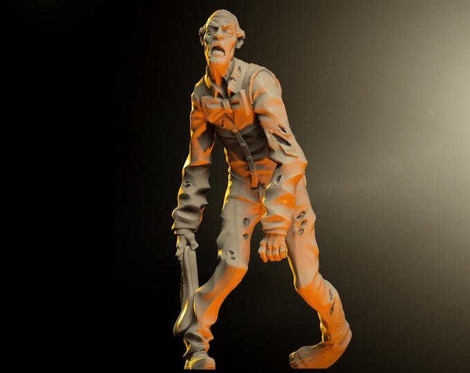 Waiter Zombie - 32mm - VaultZ - For games like Zombicide, This Is Not A Test, County Road Z