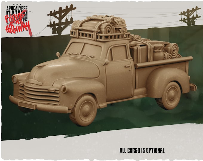 Retro Pickup  - 32mm Scale - Kraken Studios Riders of the Highway - Great for Fallout Wasteland Warfare, Zombicide and This Is Not A Test!