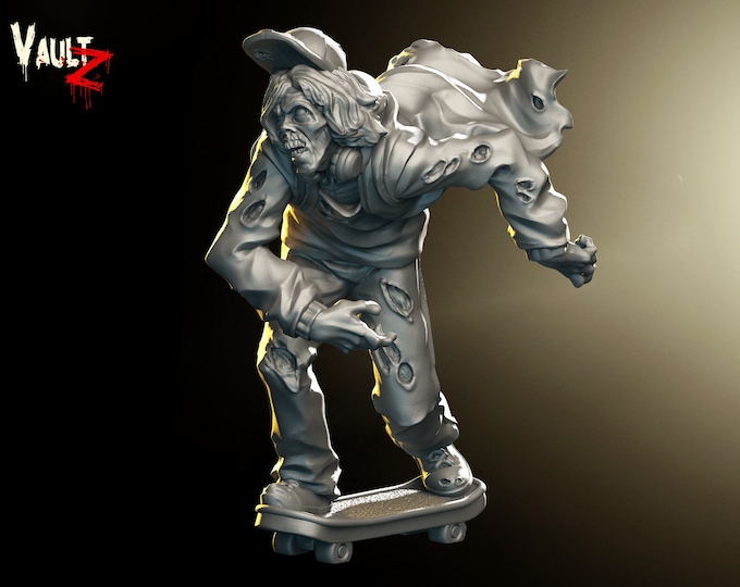 Skater Zombie - 32mm - VaultZ - For games like Zombicide, This Is Not A Test, County Road Z