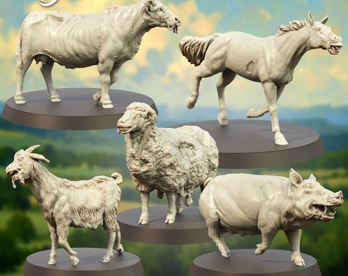 Rabid Zombie Farm Animals - 28mm - The Printing Goes Ever On - County Road Z, Zombicide, Fallout!