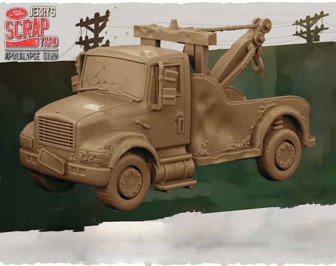 Tow Truck  - 32mm Scale - Kraken Studios Jerry's Scrapyard - Great for Fallout Wasteland Warfare, and This Is Not A Test, and County Road Z!