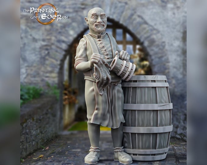 Breowan, Tavern Keeper or Brewer - 28mm - The Printing Goes Ever On - Lullaby of Stones - Dungeons and Dragons - Pathfinder - Fantasy