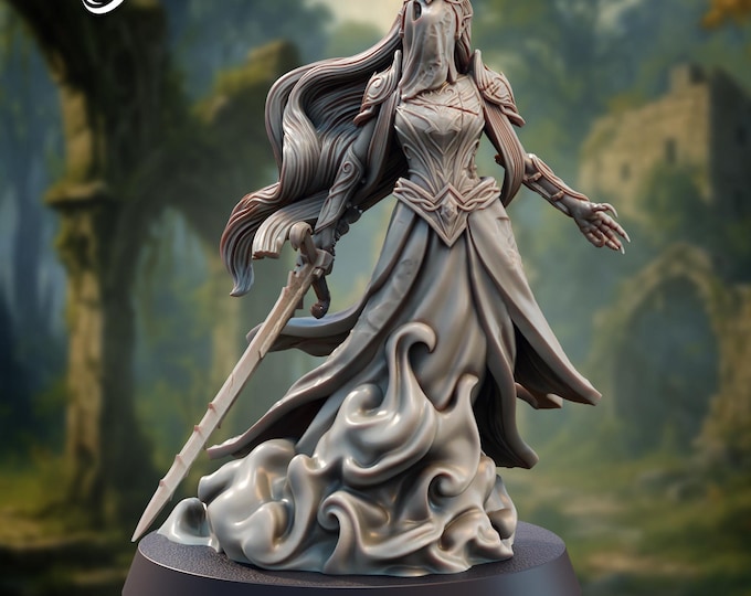 Elven Ghost Queen - 28mm - The Printing Goes Ever On - Dungeons and Dragons - Pathfinder - Fantasy - Dead Elves And Prism Spells