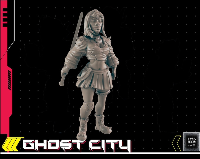 Female Teen Slasher with Sword - Cyberpunk/Sci-Fi  - 28mm or 32mm - Ghost City