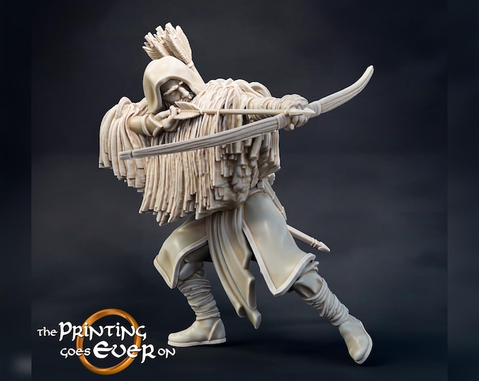 Watcher of Mona Firth with Bow - 28mm - The Printing Goes Ever On - Dungeons and Dragons - Pathfinder