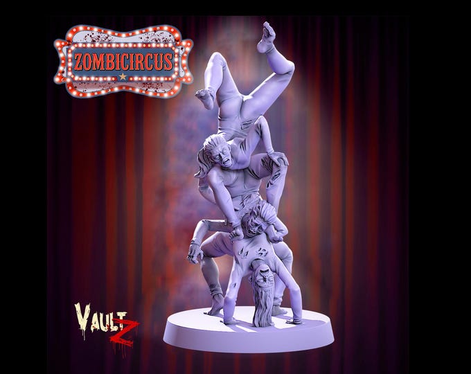 Zombie Contortionists - 32mm - VaultZ - Zombie Circus - For games like Zombicide, This Is Not A Test, County Road Z