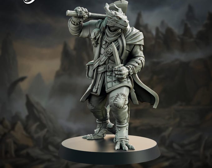 Dragonborn Adventurer - 28/32mm - The Printing Goes Ever On - Dungeons and Dragons - Pathfinder - Fantasy