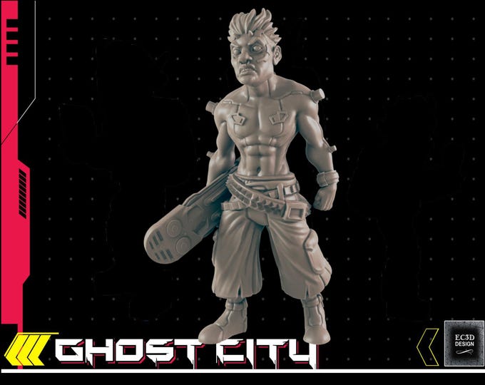 Teen Gangster with hoverboard/skateboard - Cyberpunk/Sci-Fi  - 28mm or 32mm - Ghost City