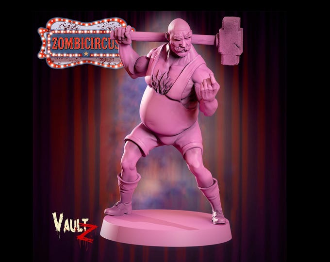 Bennet, strongman survivor with sledge hammer - 32mm - VaultZ - Zombie Circus - For games like Zombicide, This Is Not A Test, County Road Z