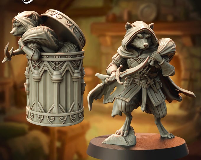 Racoon Rogue (Smaller than a human) - 28/32mm - The Printing Goes Ever On - Dungeons and Dragons - Pathfinder - Fantasy